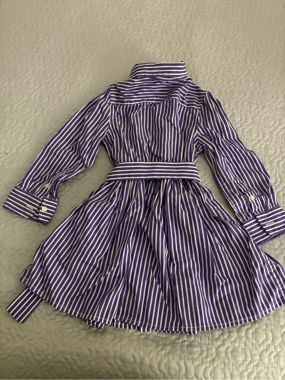 Polo Ralph Lauren striped Purple White Button-Front Shirt Dress with belt - Picture 2 of 4